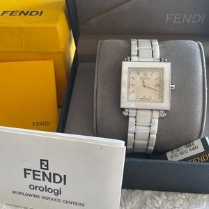 FENDI WOMEN'S WATCH QUARTZ WHITE CERAMIC DIAMOND